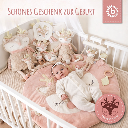 Personalisierte Krabbeldecke / Babydecke für Spielbögen / Rosa Reh