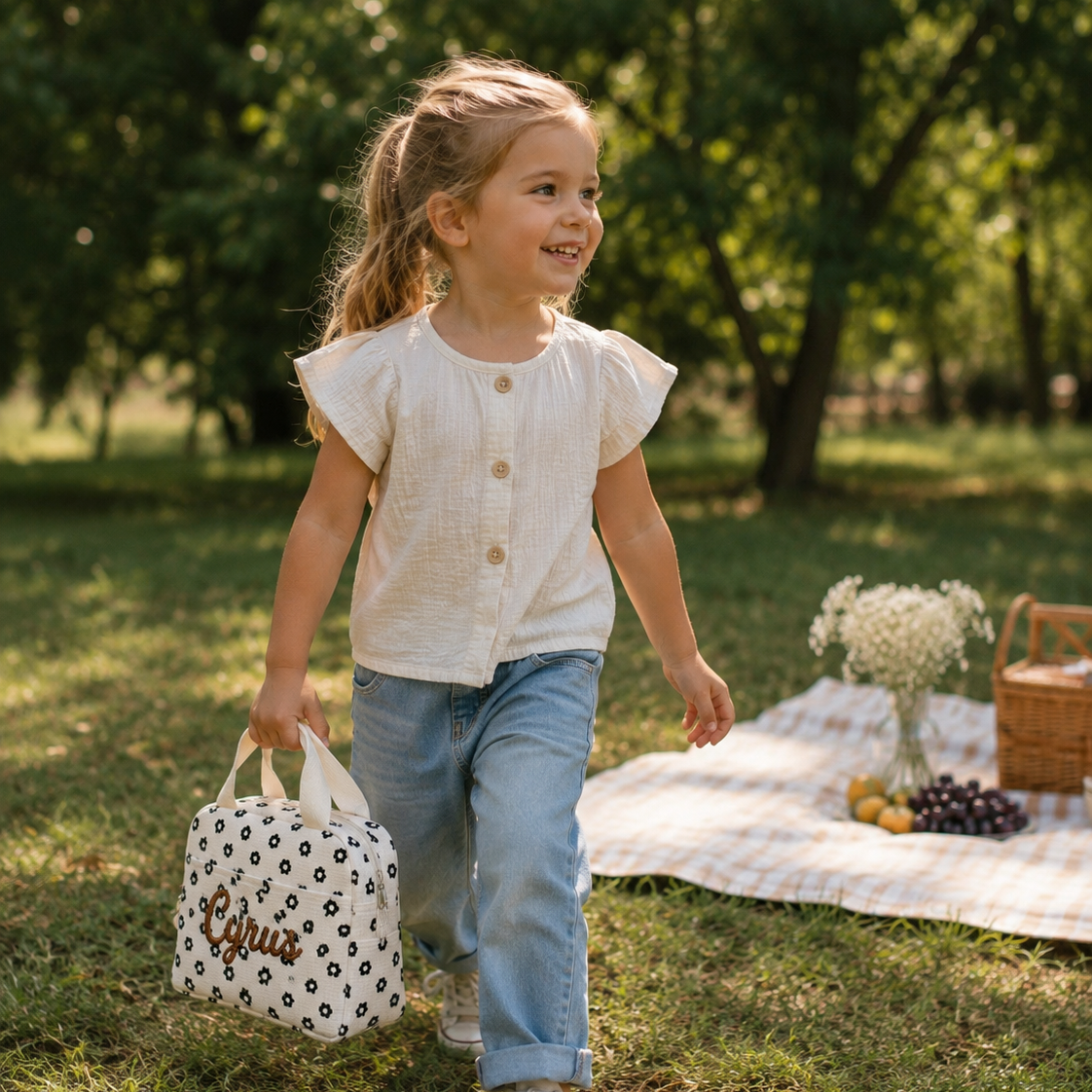 Personalisierte Kühltasche mit Namen – Bestickte Lunchbag für Kindergarten, Schule & Ausflüge