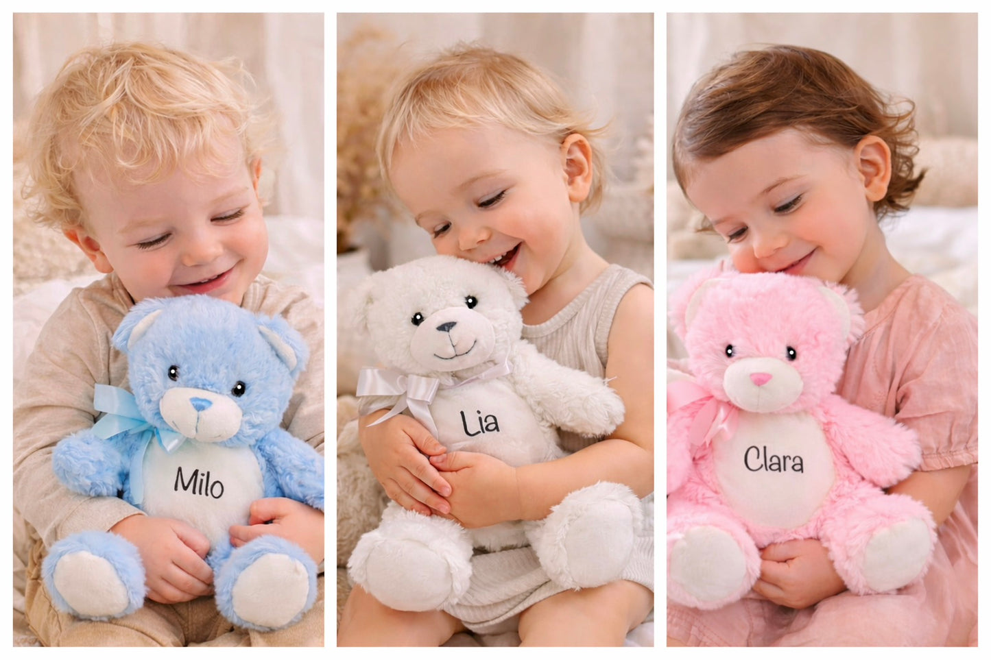 Personalized Teddy Bear / Pink, Blue or White