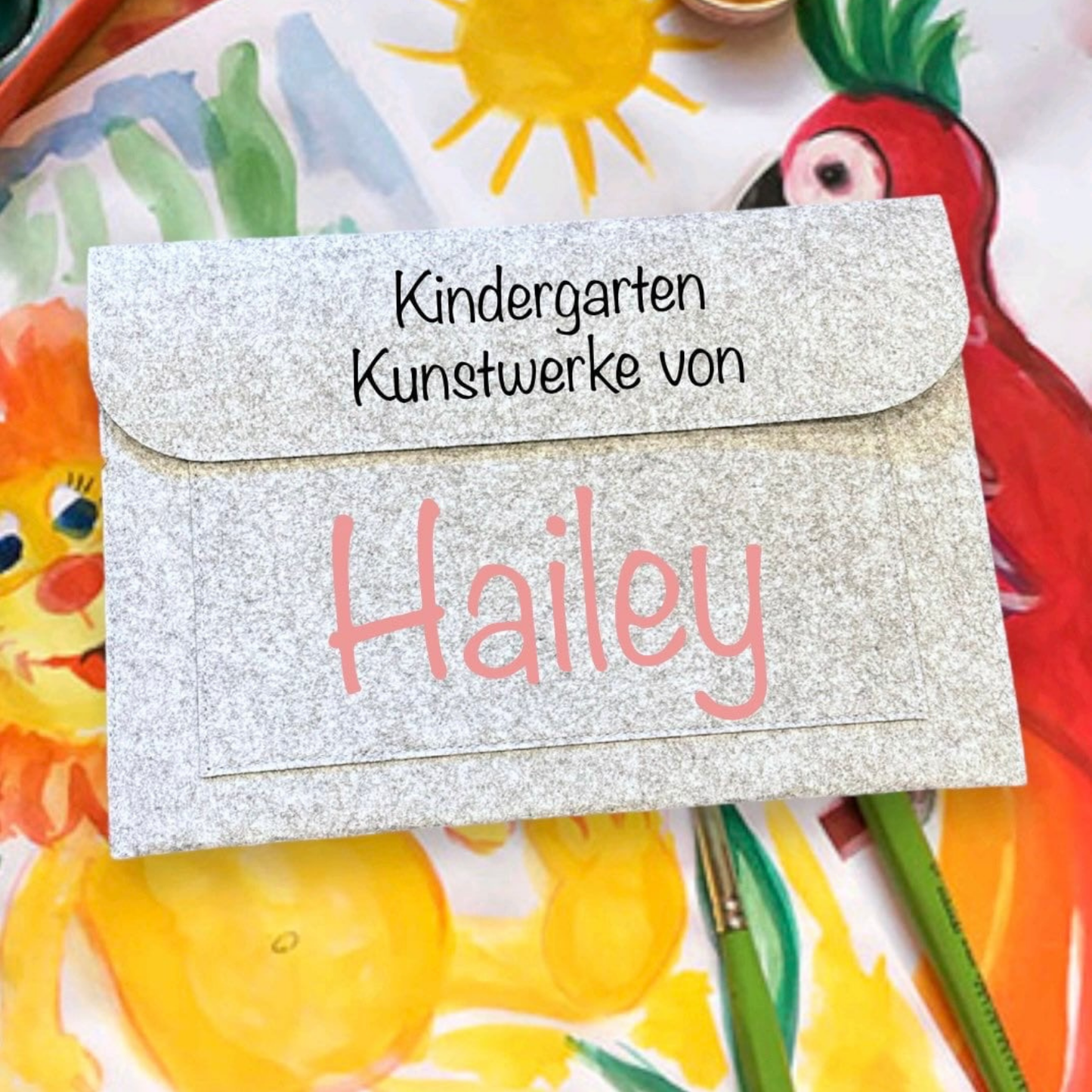 Personalisierte Sammelmappe für Kinder / Filzmappe Kindergarten Kunstwerke - einzigartigliebe