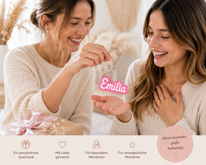 Personalisierter Schlüsselanhänger mit Name – Individueller Namensanhänger in vielen Farben | Geschenk für Kinder, Freunde & Familie