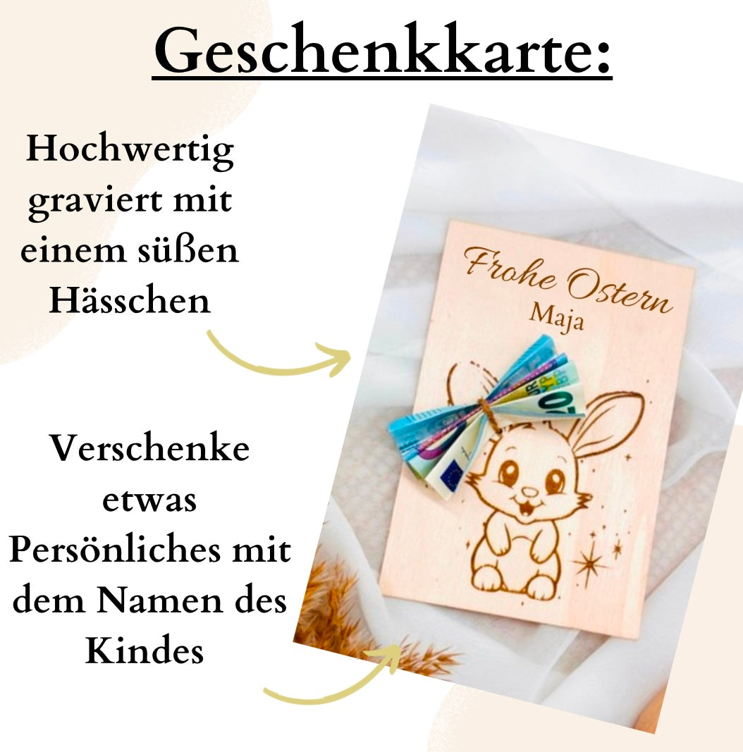 Geldgeschenk Frohe Ostern / Geschenkkarte aus Holz