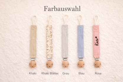 Personalisierte Schnullerkette mit Name & Herz / Geschenk zur Geburt