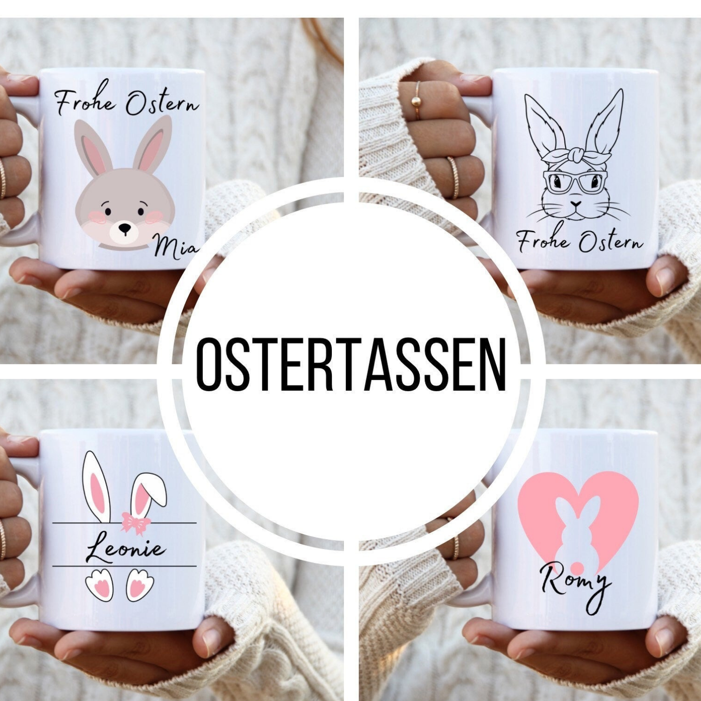 Kinder Tasse aus Keramik für Ostern / Spülmaschinenfest in verschiedenen Motiven wählbar