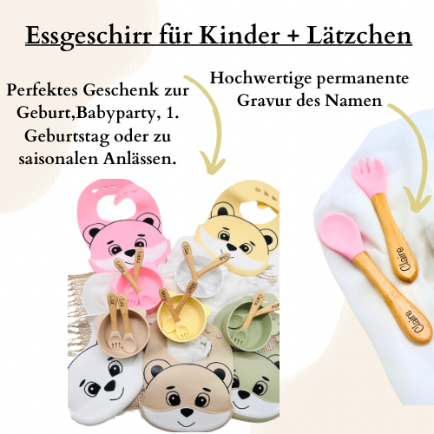 Personalisiertes Babygeschenk Besteckset mit Gravur - einzigartigliebe