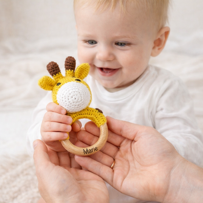 Baby rattle with engraving
