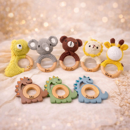 Baby rattle with engraving