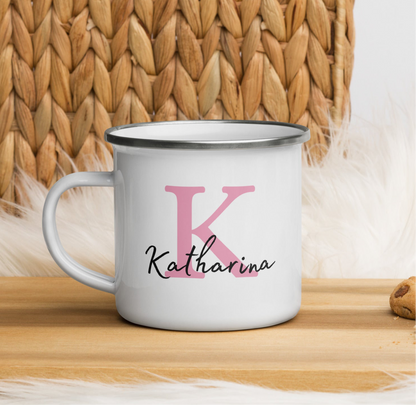 Personalized enamel mug for children – with name &amp; inspirational saying