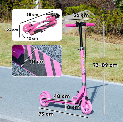 Kinderroller Rosa mit LED-Leuchträdern | Höhenverstellbar & Klappbar | Scooter für Kinder 3–8 Jahre