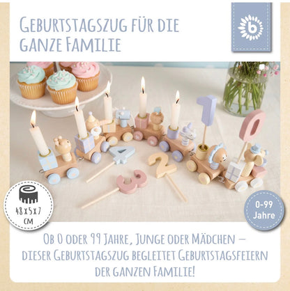Personalisierter Geburtstagszug aus Holz mit Name – Safari Tischdeko für den Kindergeburtstag