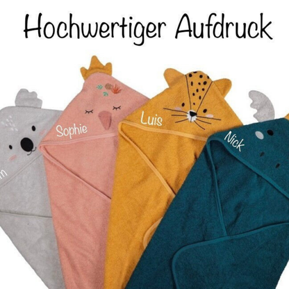 Personalisiertes Badetuch / Strandtuch / Babyhandtuch Dino Flamingo Koala Tiger - einzigartigliebe