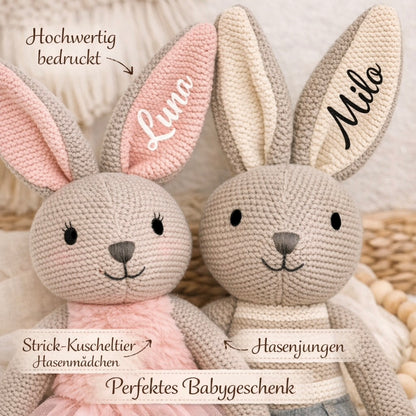 Stuffed toy rabbit personalized with name / boy or girl / Easter
