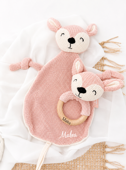 Personalized cuddle cloth with name | Rattle with name or available as a set