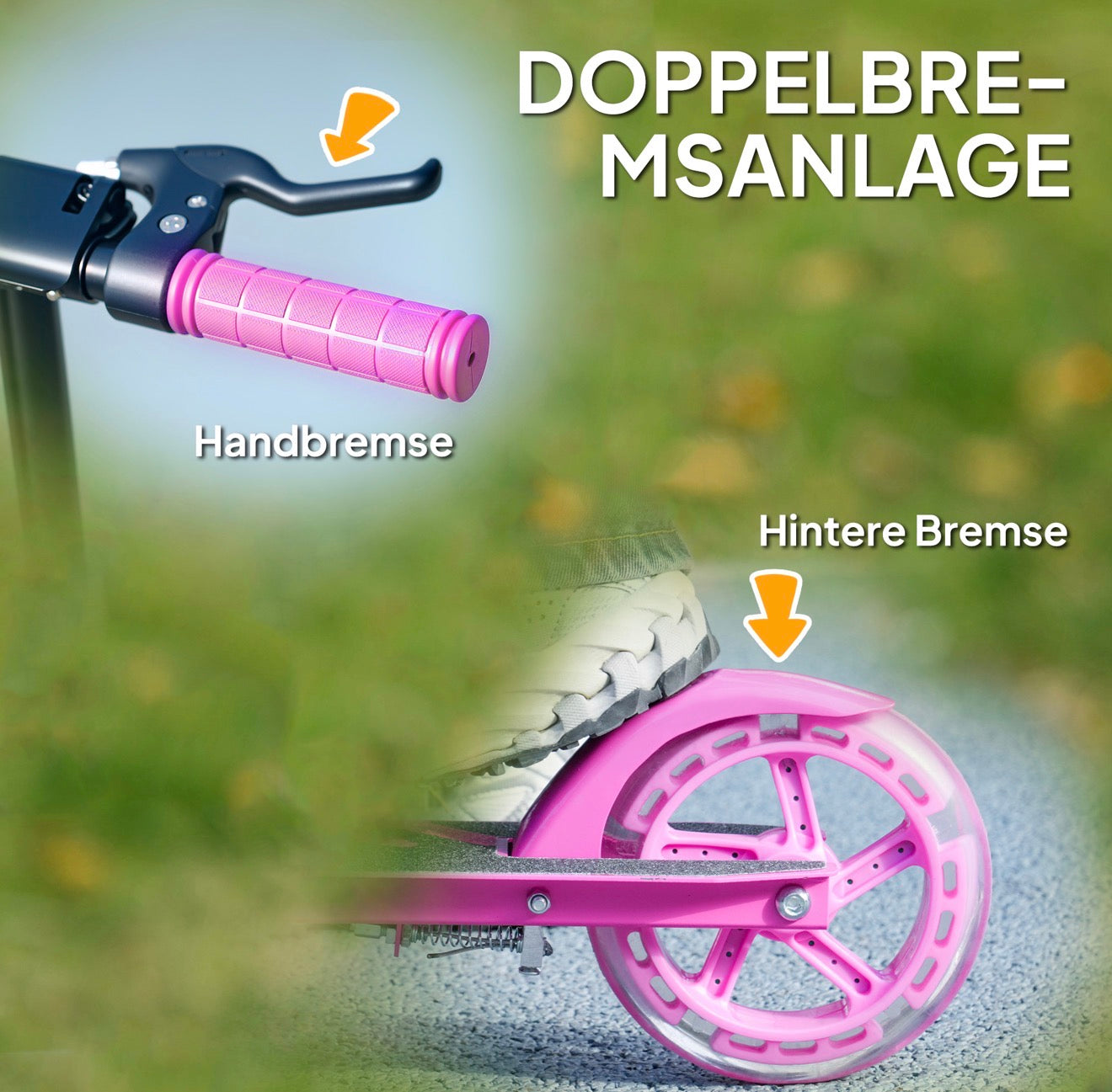Kinderroller Rosa mit LED-Leuchträdern | Höhenverstellbar & Klappbar | Scooter für Kinder 3–8 Jahre