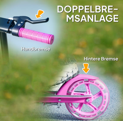 Kinderroller Rosa mit LED-Leuchträdern | Höhenverstellbar & Klappbar | Scooter für Kinder 3–8 Jahre