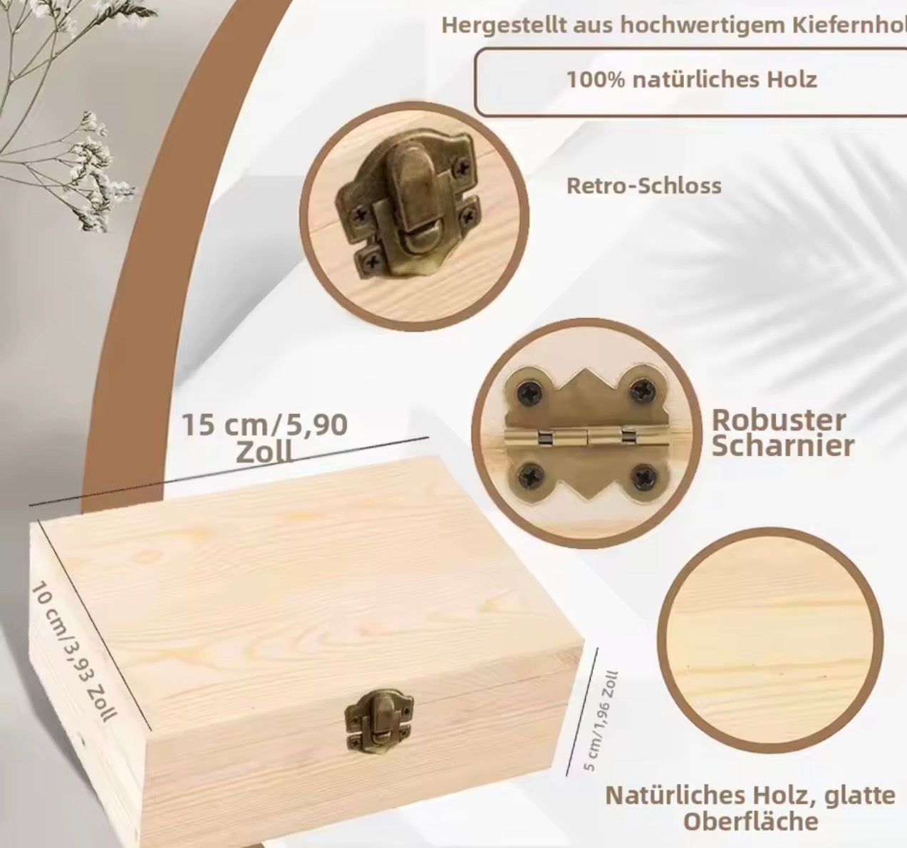 Personalisierte Erinnerungsbox zur Geburt aus Holz im Boho Stil mit Tiermotiv & Geburtsdaten