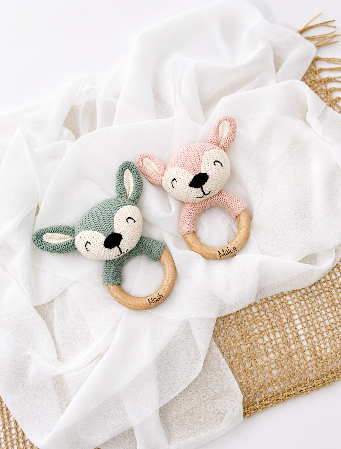 Personalized cuddle cloth with name | Rattle with name or available as a set