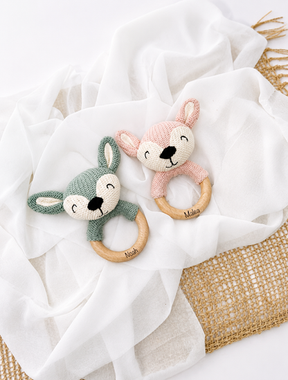 Personalized cuddle cloth with name | Rattle with name or available as a set