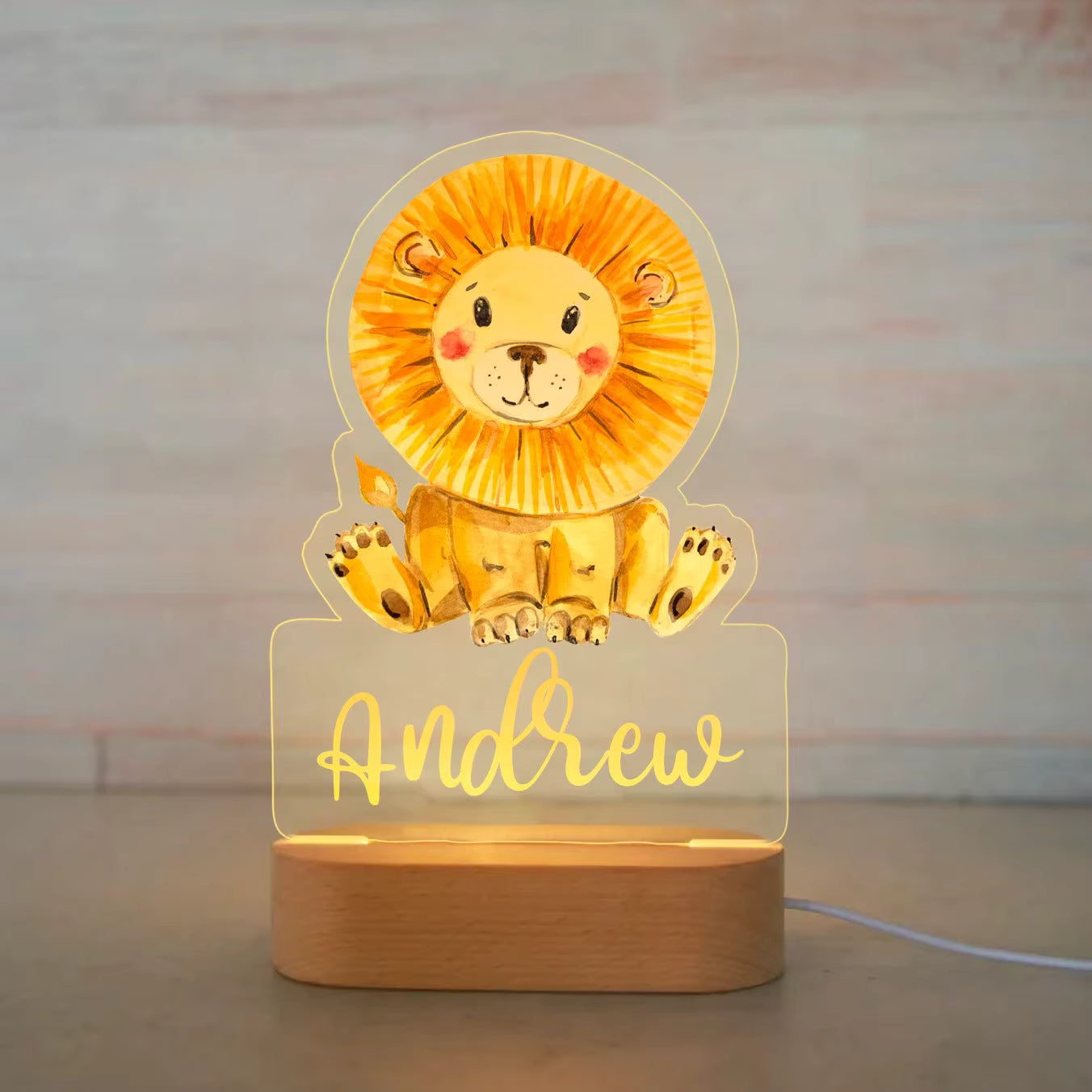 Personalized night light for children with cute animal motifs