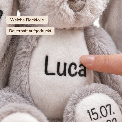 Kuscheltier Hase Personalisiert mit Namen und Geburtsdaten