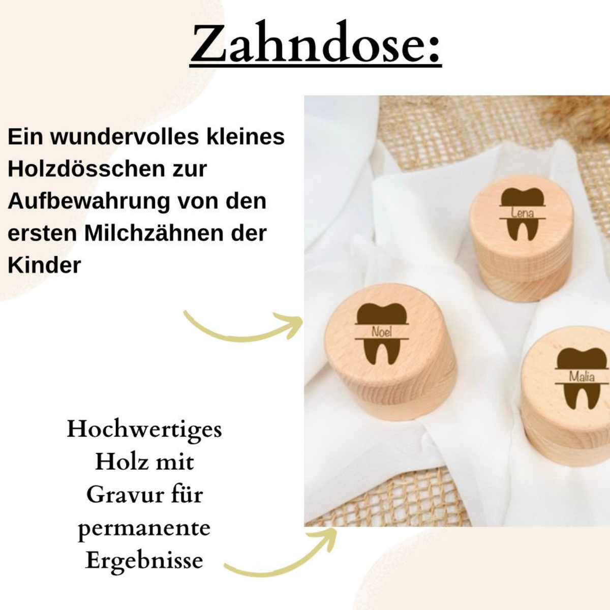 Detailaufnahme des Produkts und seiner sorgfältigen Verarbeitung