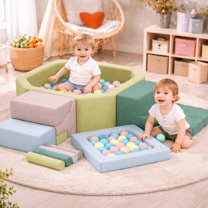 Bällebad für Kinder ab 1 Jahr, Weiches Bällebad mit Kletterturm 