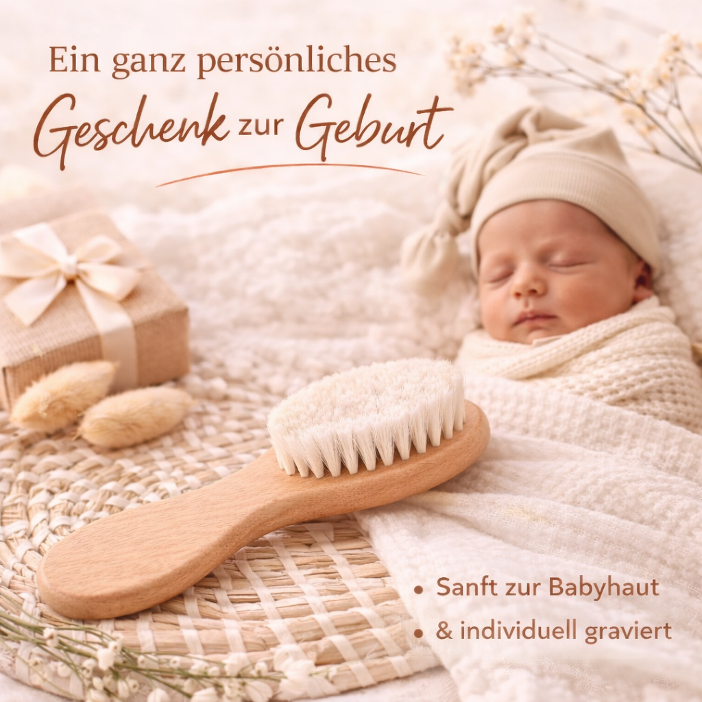 Baby Haarbürste mit weichen Naturborsten für empfindliche Kopfhaut