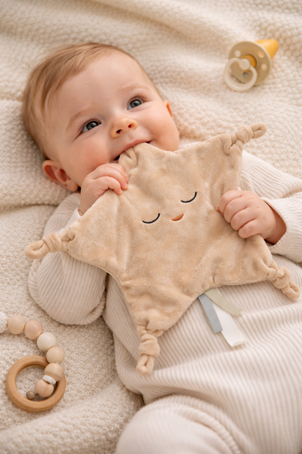 Personalisiertes Kuscheltier für Babys - Schmusetuch mit Name bedruckt Beigelover