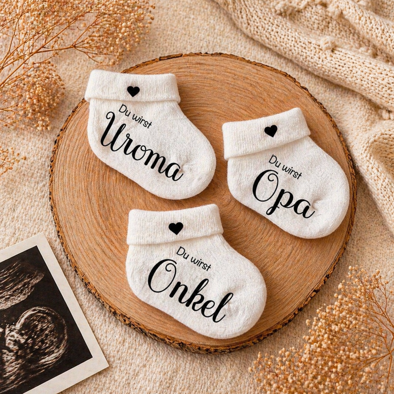 Babysocke Du wirst Uropa, Babysocke Du wirst Onkel, Babysocke Du wirst Opa 