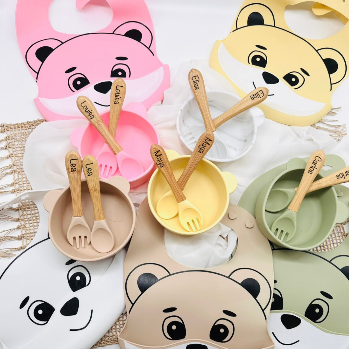 Personalisiertes Babygeschenk zum Beikost,  Besteckset mit Name für Kinder 