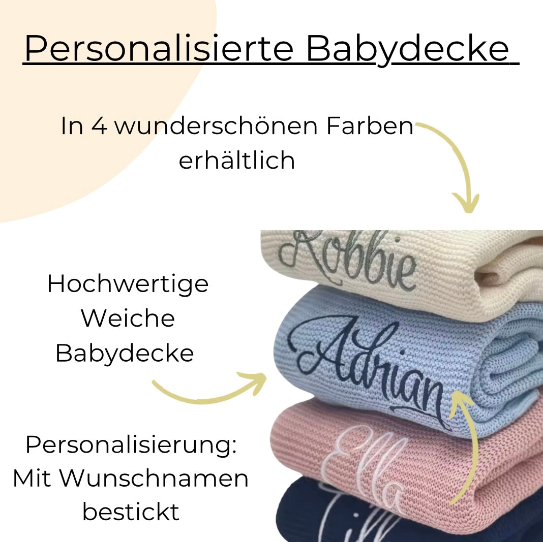 Babydecke in Blau, Beige & Rosa 