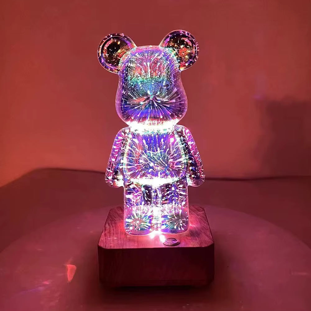 Bunte Nachttisch Lampe für Kinder als Teddybär