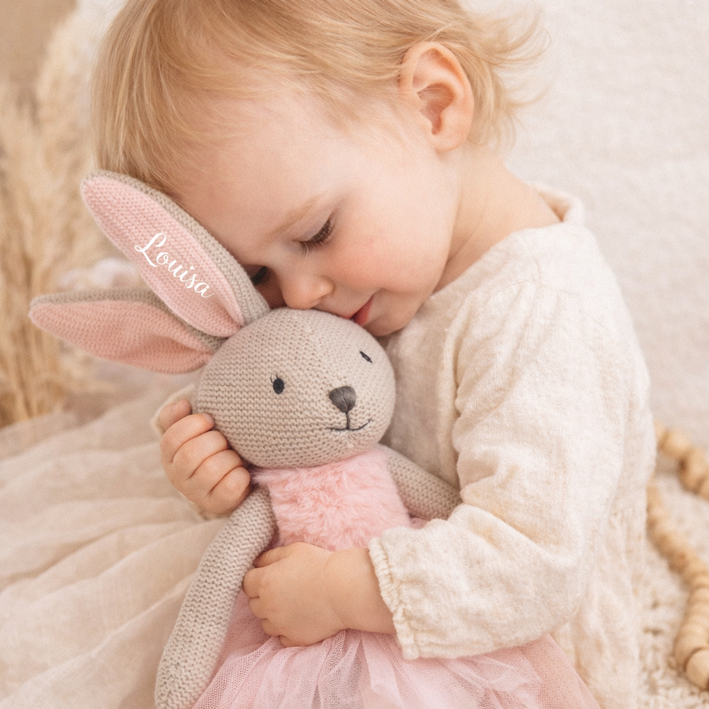 Stuffed toy rabbit personalized with name / boy or girl / Easter