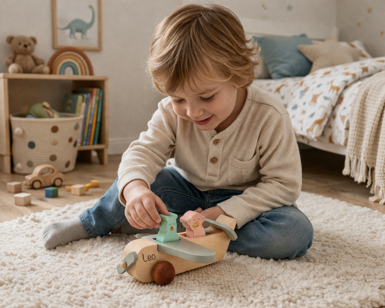 Flugzeug aus Holz mit Gravur - Holzspielzeug für Kinder