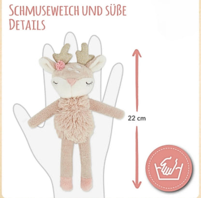 Small cuddly toy with rattle / Personalized with name and date of birth / Deer