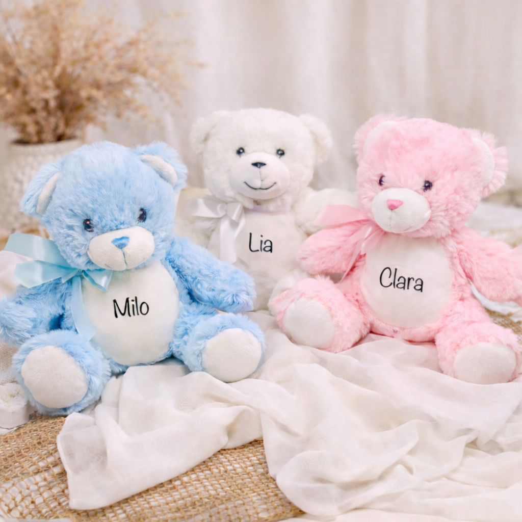 Personalized Teddy Bear / Pink, Blue or White