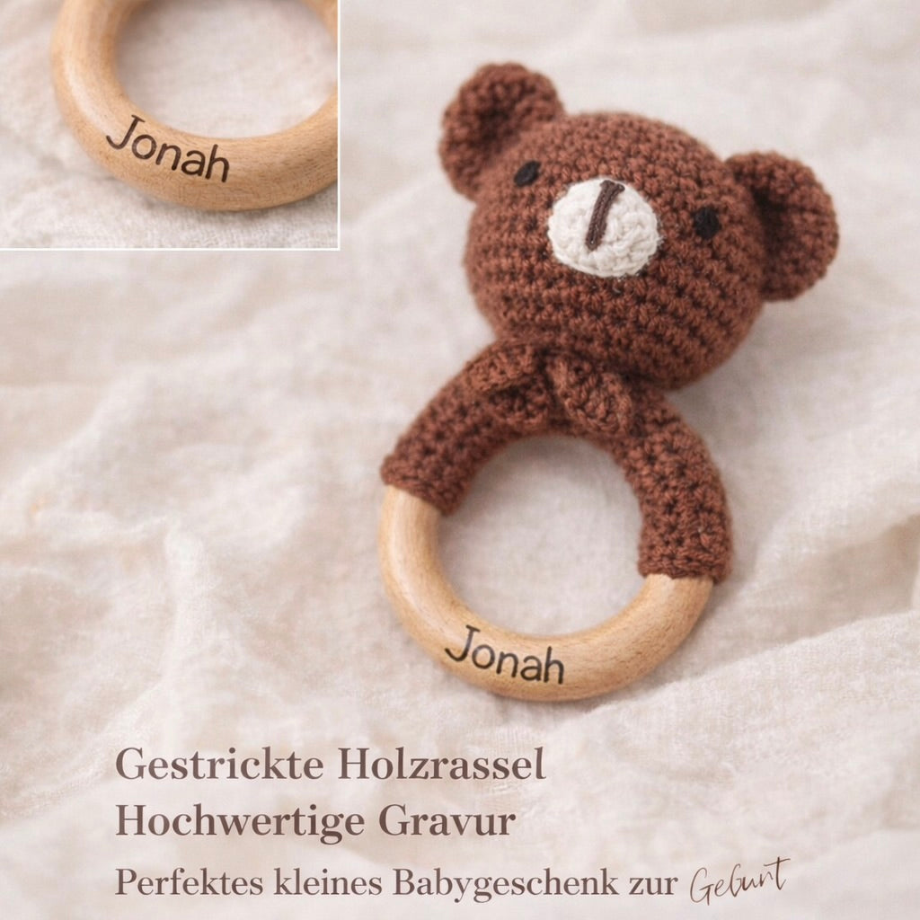 Baby rattle with engraving
