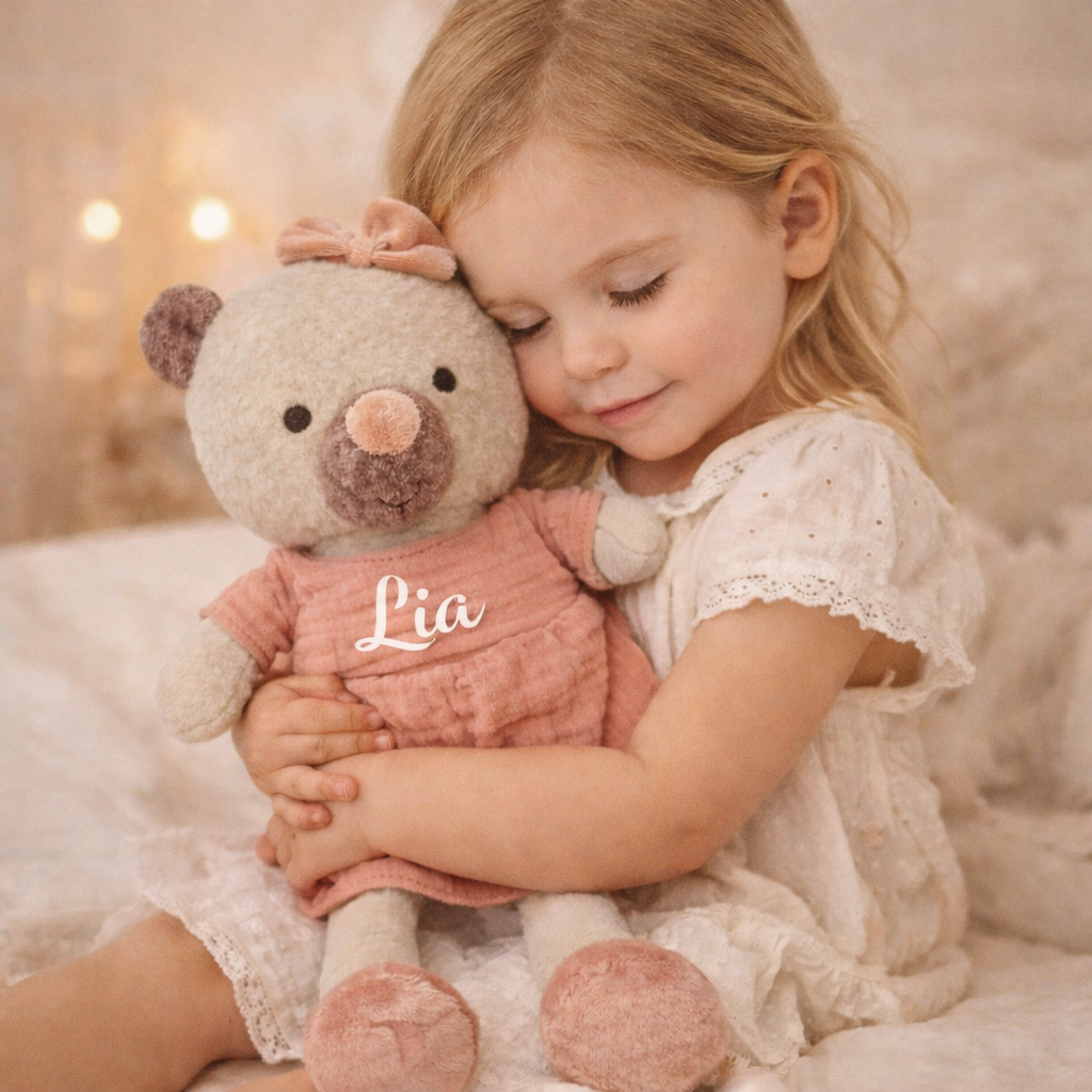 Kuscheltier Teddybär mit Name Personalisiert / Bärmädchen oder Bärjunge