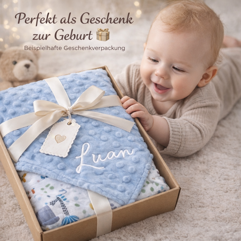 Personalized baby blanket / embroidered name light blue