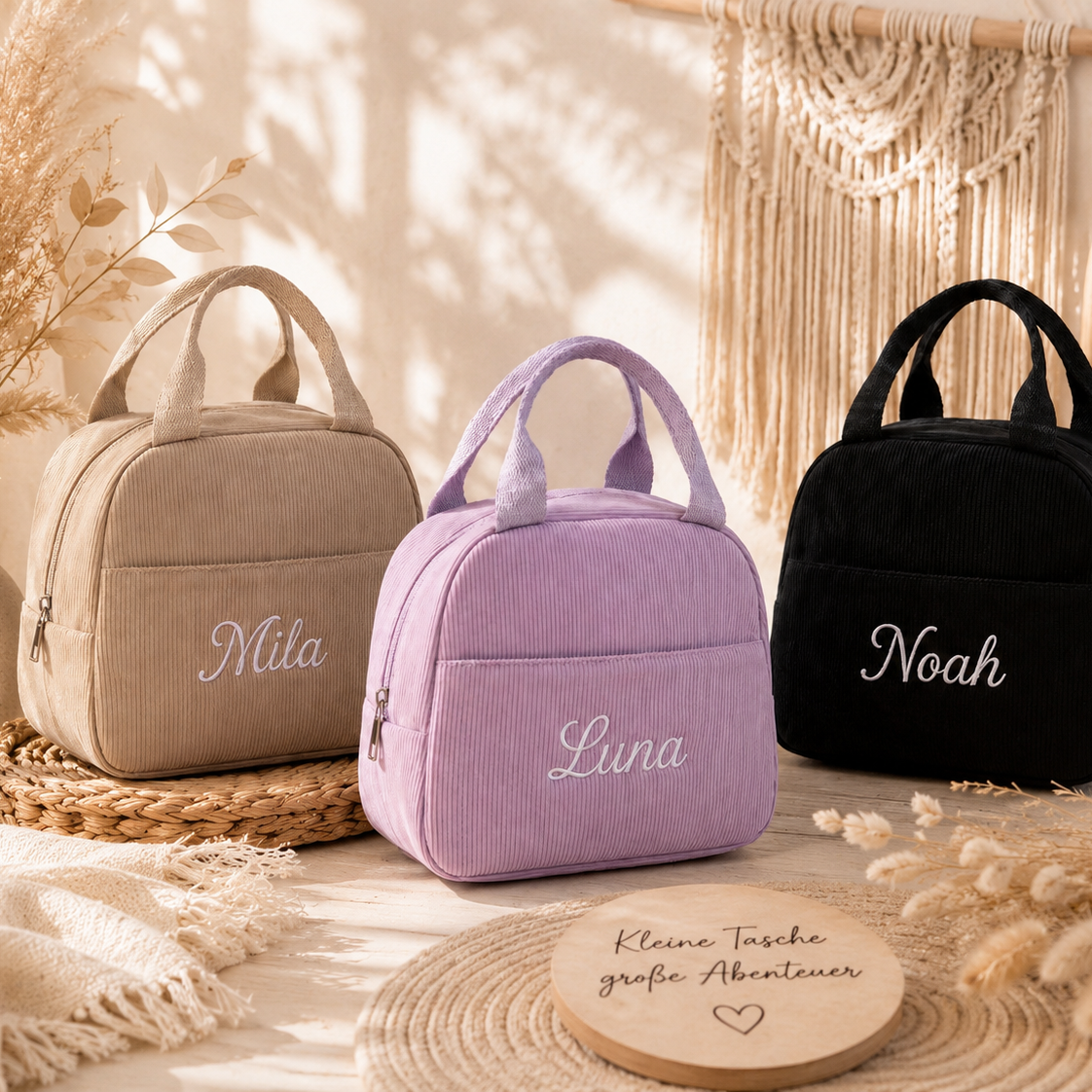 Personalisierte Kühltasche mit Namen – Bestickte Lunchbag für Kindergarten, Schule & Ausflüge