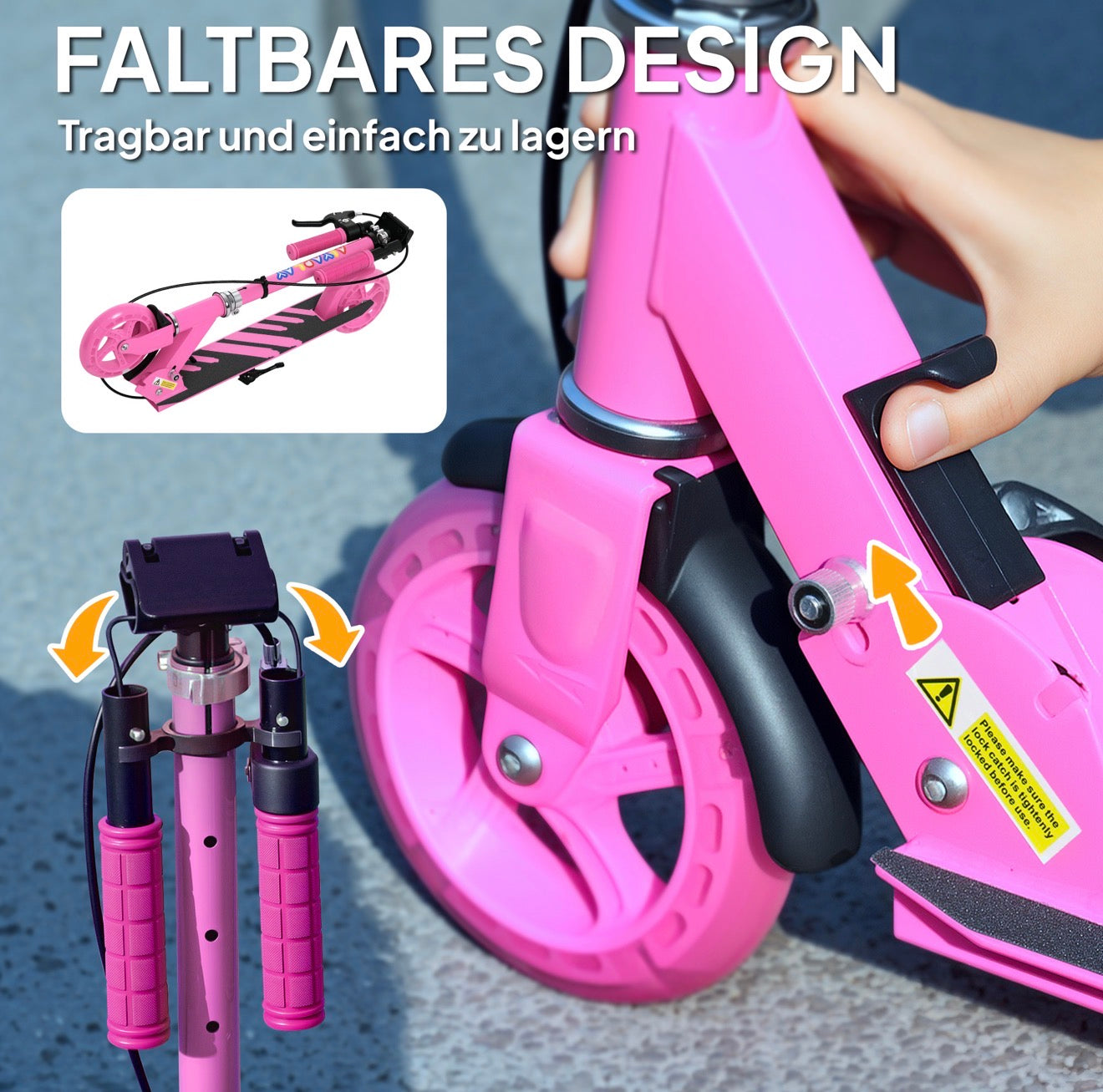 Kinderroller Rosa mit LED-Leuchträdern | Höhenverstellbar & Klappbar | Scooter für Kinder 3–8 Jahre