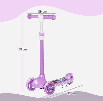 Kinderroller mit LED-Leuchträdern Lila | 3-Rad Scooter ab 3 Jahren | Höhenverstellbar
