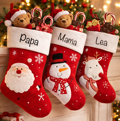 Personalisierter Dekostrumpf für den Kamin, Weihnachtssocke mit Name für Familien