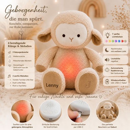     Detailaufnahme der Licht- und Soundfunktion des Kuscheltiers.