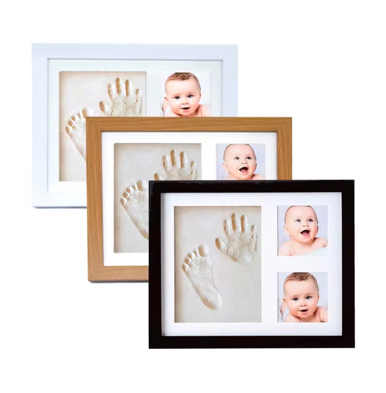 Baby Hand- & Fußabdruck Bilderrahmen Set mit Foto