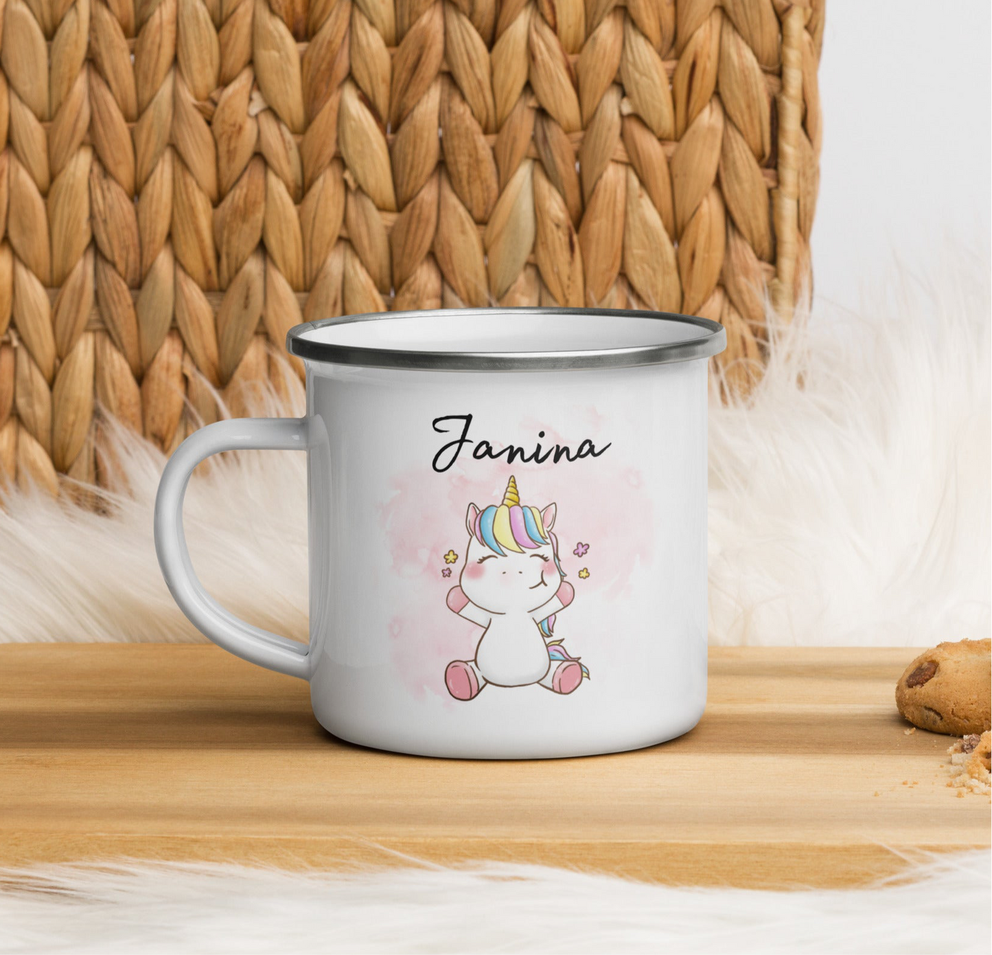 Emailletasse / Kinder Tasse Einhorn / Camping