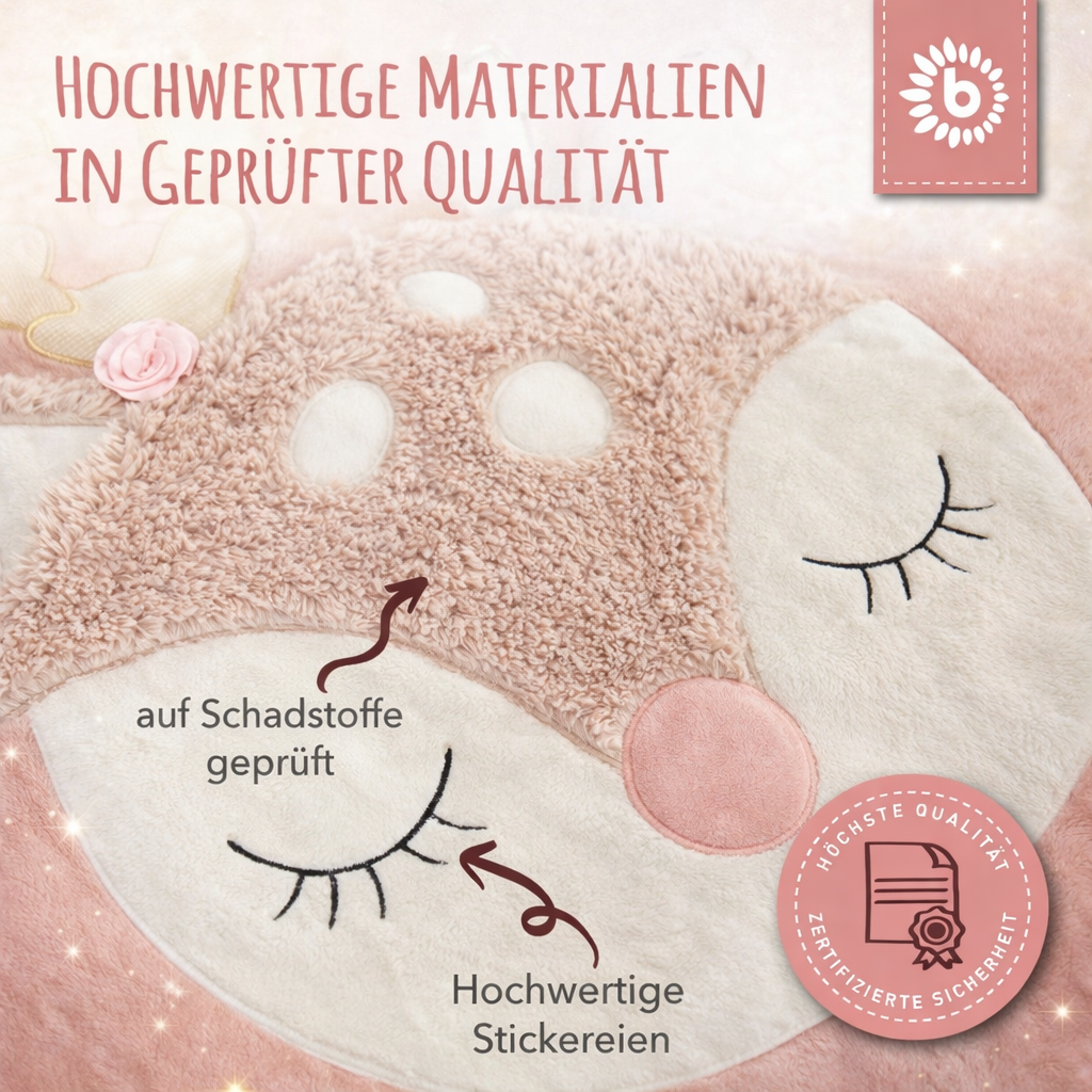 Personalisierte Krabbeldecke / Babydecke für Spielbögen / Rosa Reh