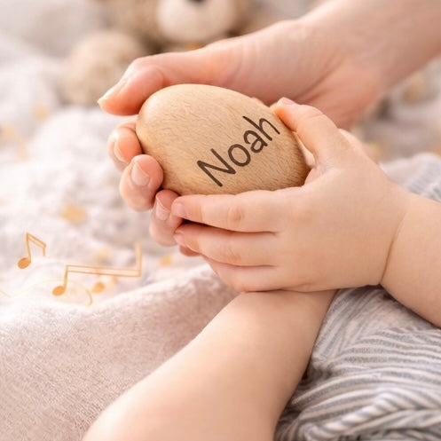 Ei aus Holz mit Gravur, Namensgeschenk für Kinder, Ostergeschenk mit Name für Kleinkinder