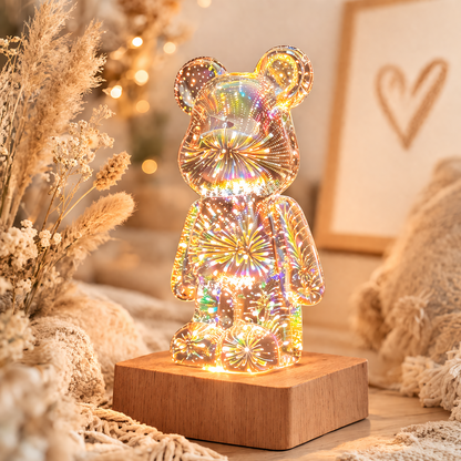 Personalisiertes Nachtlicht für Kinder Teddybär Feuerwerk Lampe Bunt