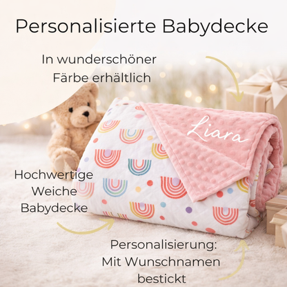Personalisierte Babydecke / gestickter Name Rosa